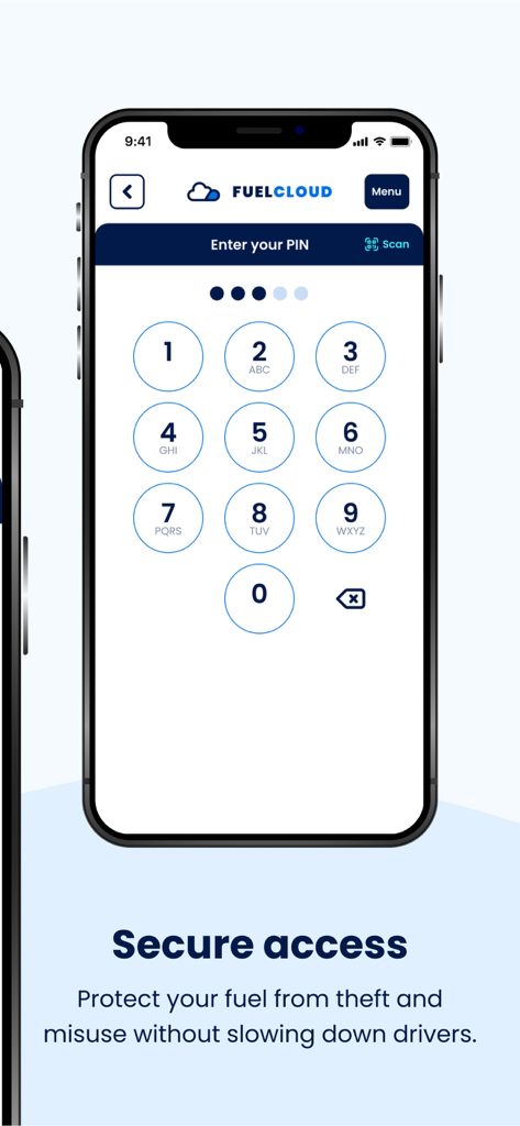FuelCloud - FuelCloud app secure PIN entry screen to protect fuel from theft and misuse