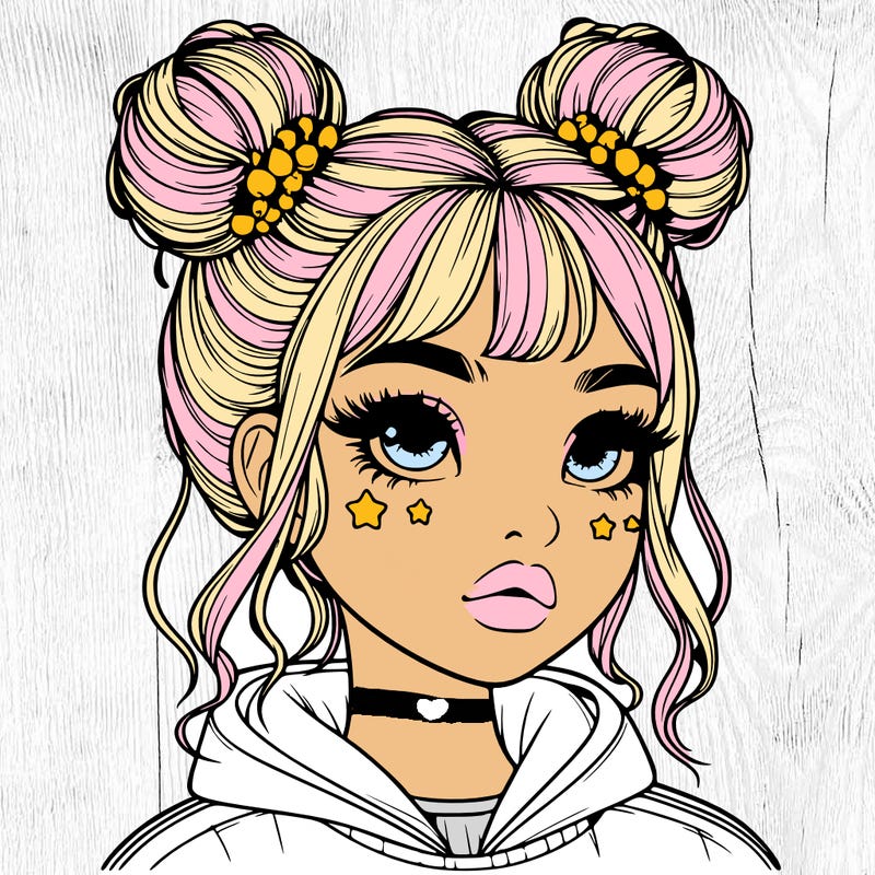 realistic girl with space buns