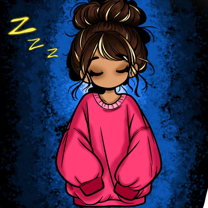 girl with baggy sweatshirt and messy bun