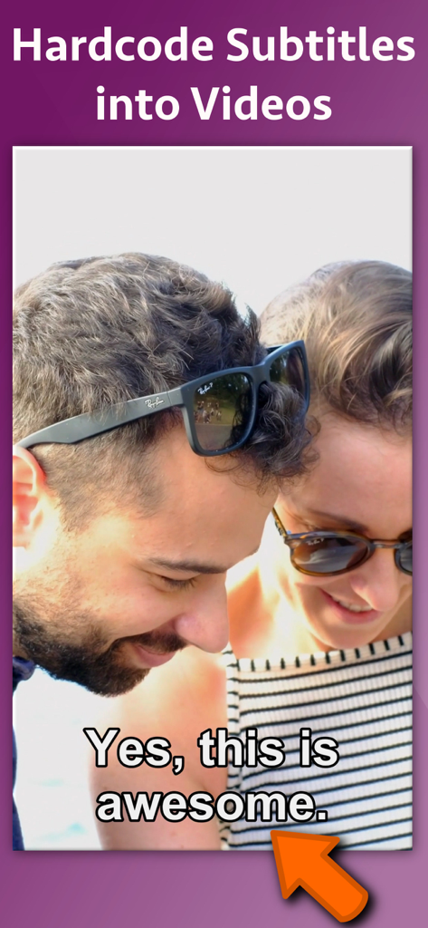 Video Subtitle Hardcoder - A video preview showing hardcoded subtitles with the text Yes this is awesome