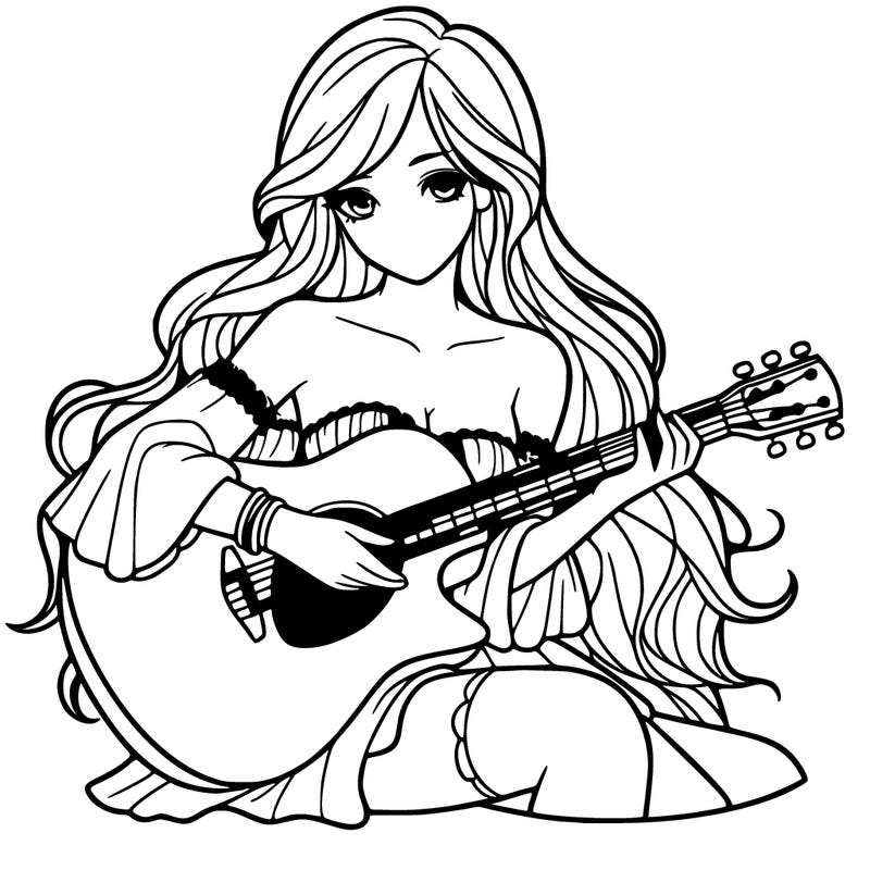 beautiful girl playing the guitar