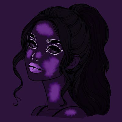 realistic girl with a ponytail on her hair and lips