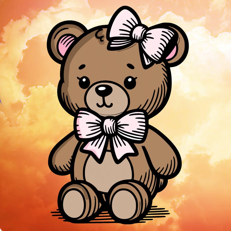 teddy bear with bow on neck