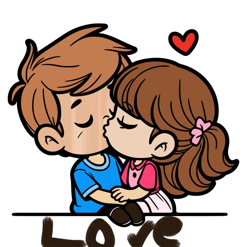 a boy kissing a girl