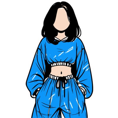 realistic girl faceless with baggy pants and a crop top