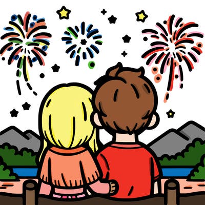 couple watching fireworks
