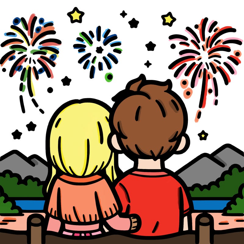 couple watching fireworks