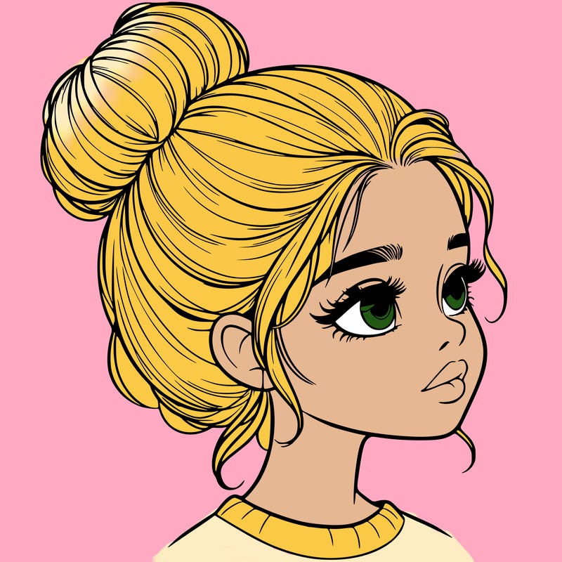 realistic girl with bun
