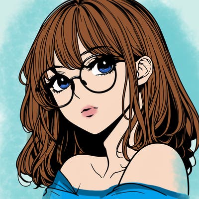 manga woman character with glasses and nice lips