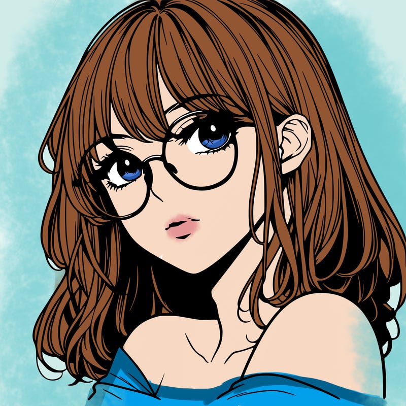 manga woman character with glasses and nice lips