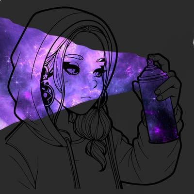 a realistic girl, spray painting