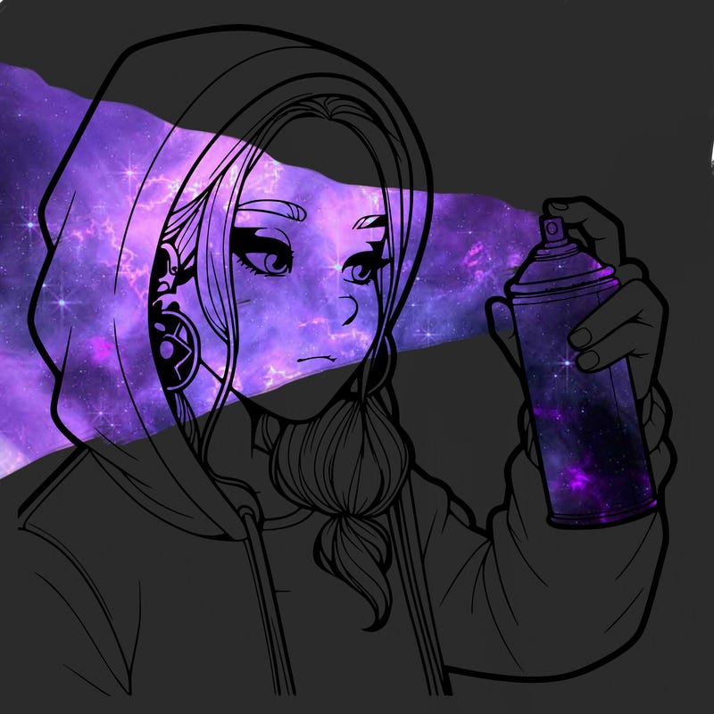 a realistic girl, spray painting