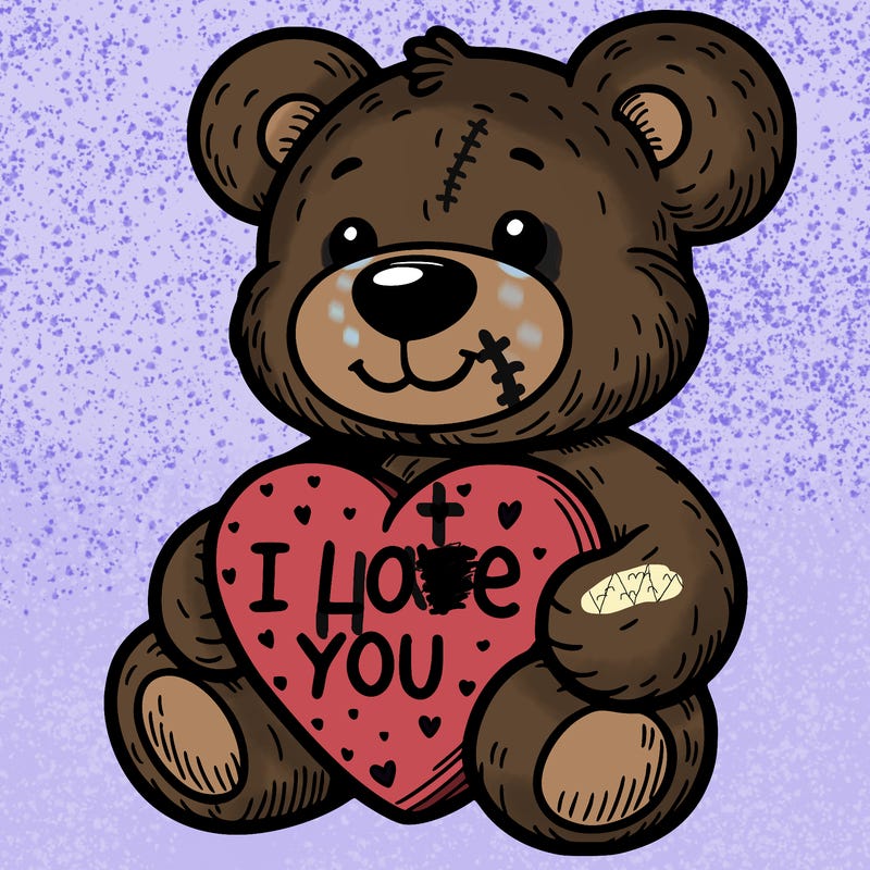 teddy bear holding an i love you heart