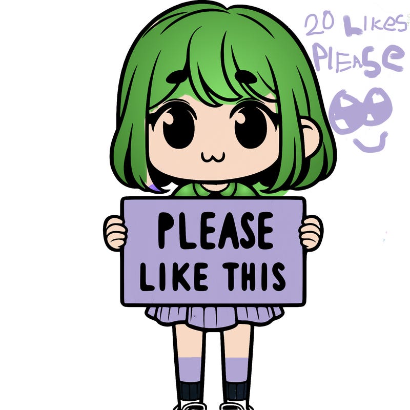 a girl holding a sign that says please like this one