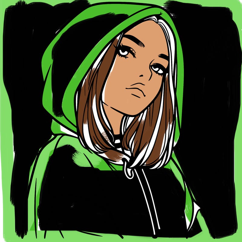 a realistic girl in a hoodie