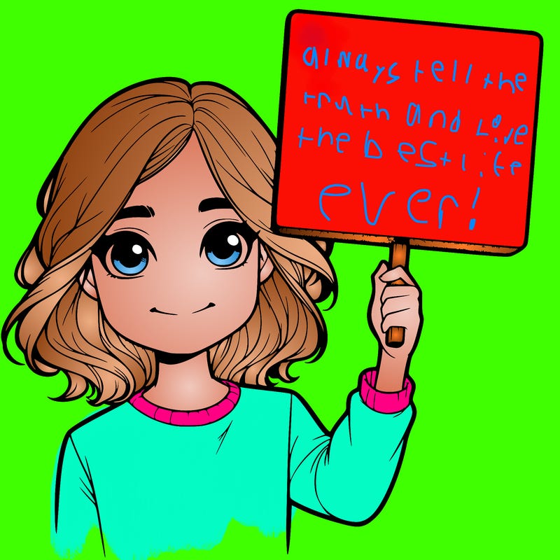 realistic girl holding up a sign