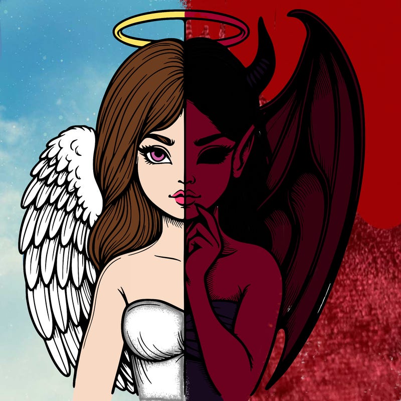 realistic angel half demon