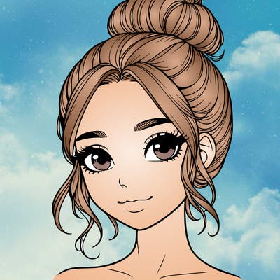 realistic pretty girl with hair in bun