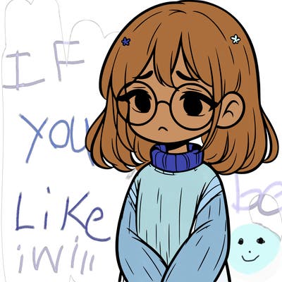 sad girl with glasses in a sweater
