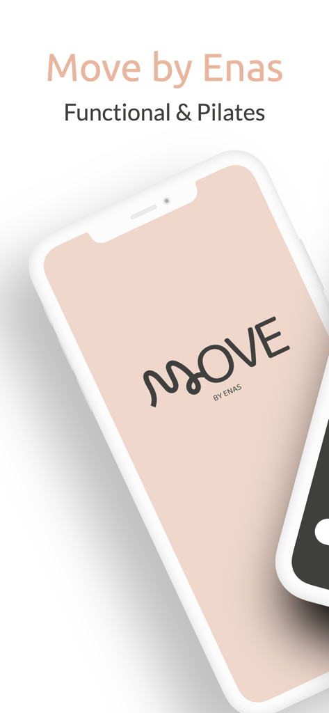 Move by Enas app splash screen showing the logo and the text Functional and Pilates