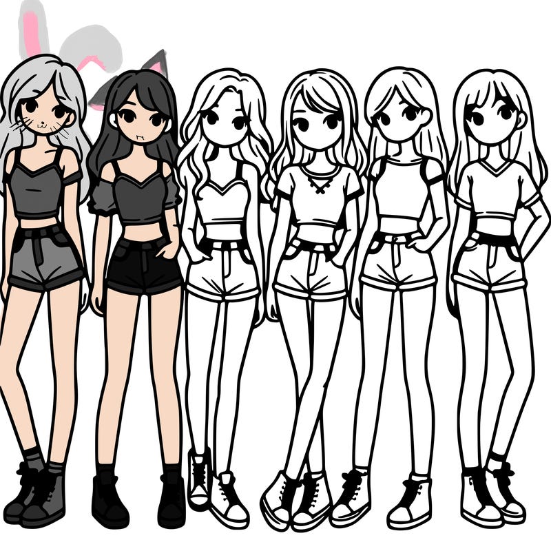 a group of girls wearing crop tops and shorts