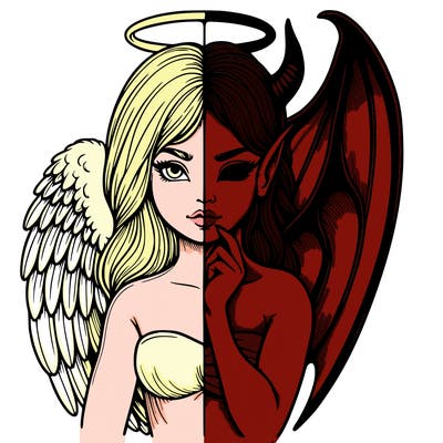 realistic angel half demon