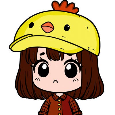 cute girl with chicken hat
