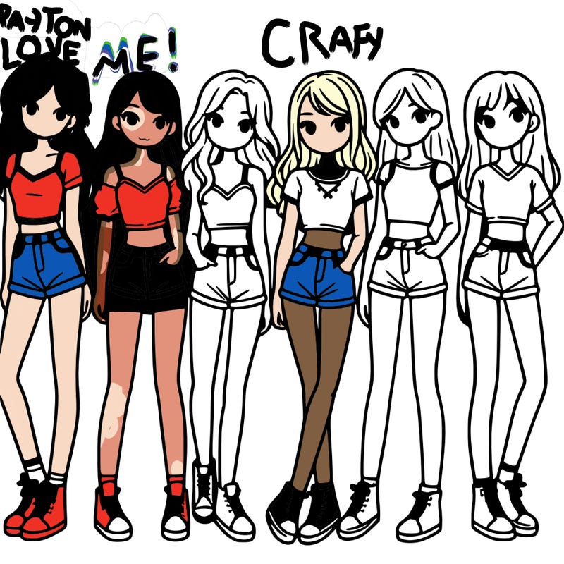 a group of girls wearing crop tops and shorts