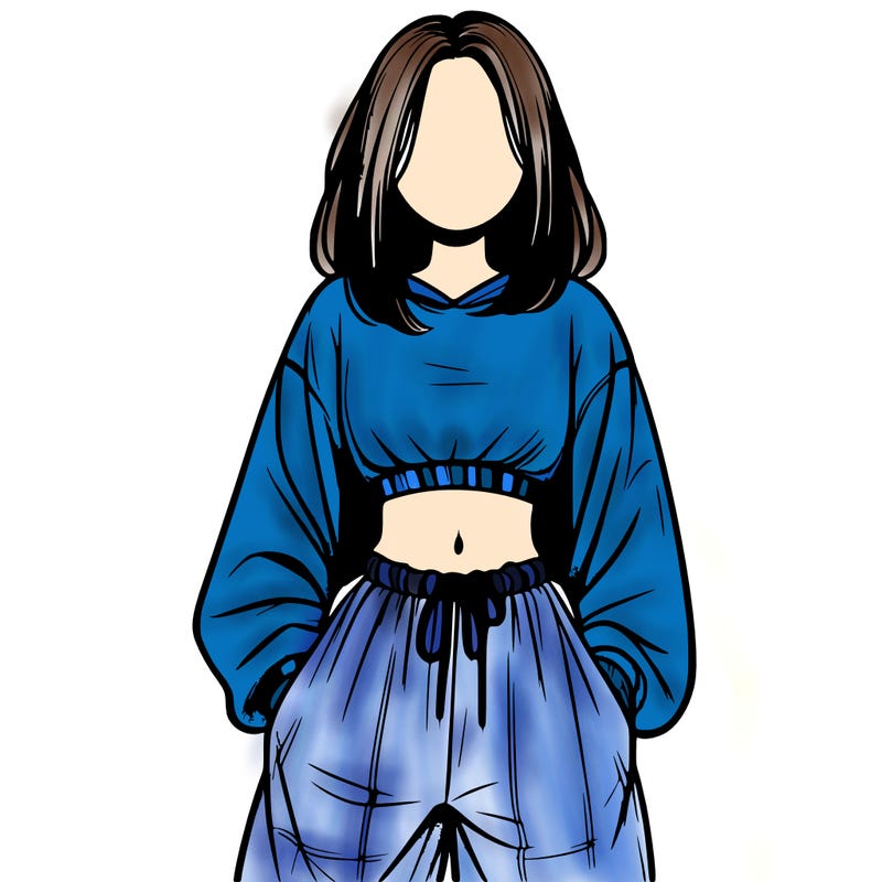 realistic girl faceless with baggy pants and a crop top