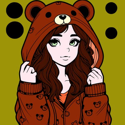 realistic girl in a animal pjs hoodie