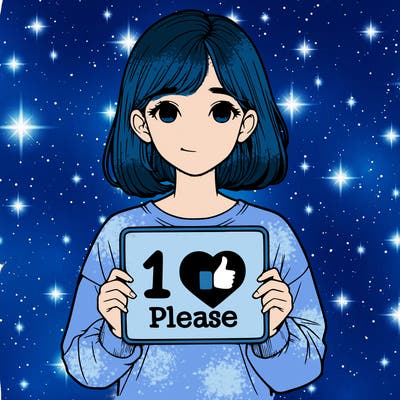 realistic girl holding a sign that says 1 like please