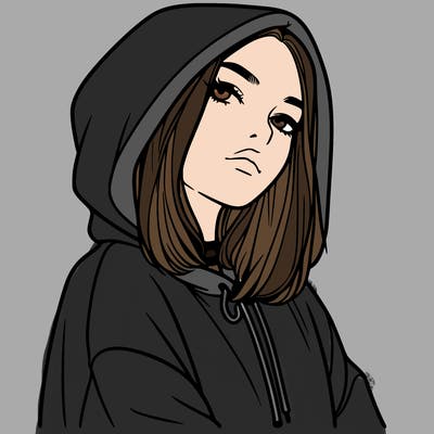 a realistic girl in a hoodie