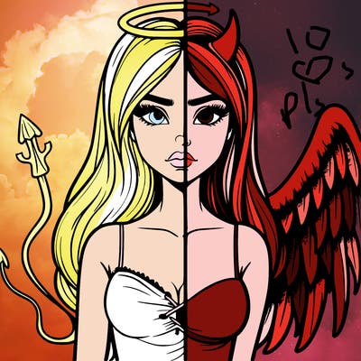 devil vs angel realistic girl