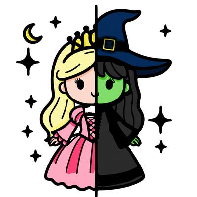 split princess and witch