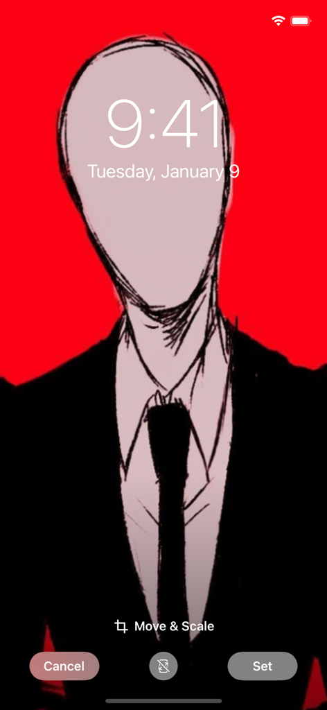 Creepypasta Stories Wallpaper - Slender Man horror wallpaper with a red background on an iPhone lock screen