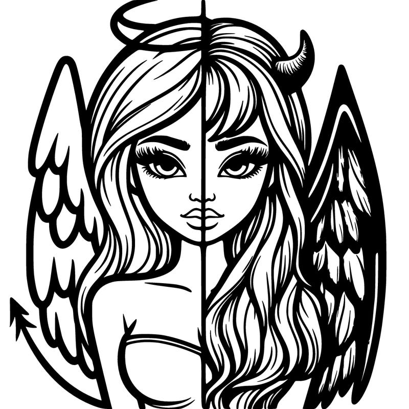 realistic angel half devil