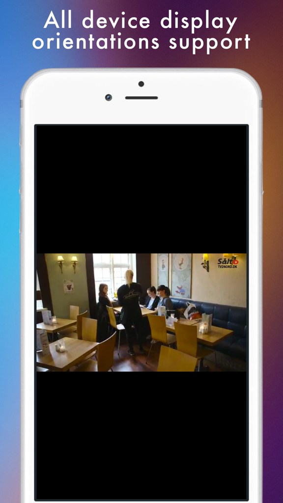 Dansk TV - Danske fjernsyn nettet - Screenshot of Dansk TV app showing live broadcast with orientation support text