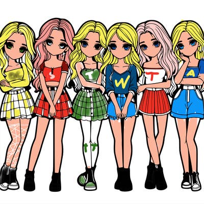 a group of girls realistic