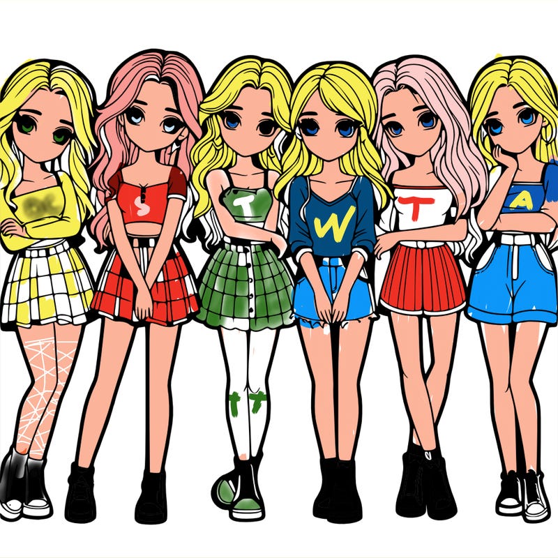 a group of girls realistic