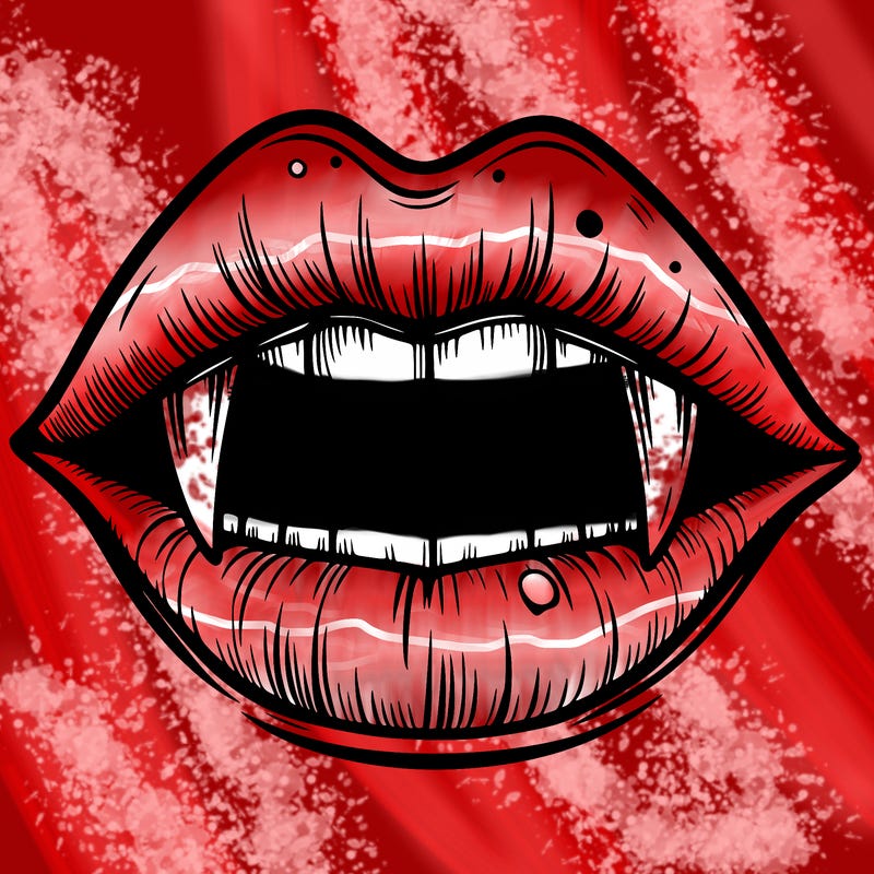 lips with vampire teeth