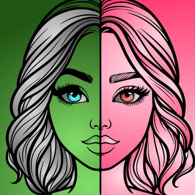 realistic girl split half