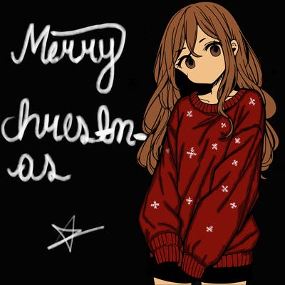 manga teen girl  in a sweater and baggy pants