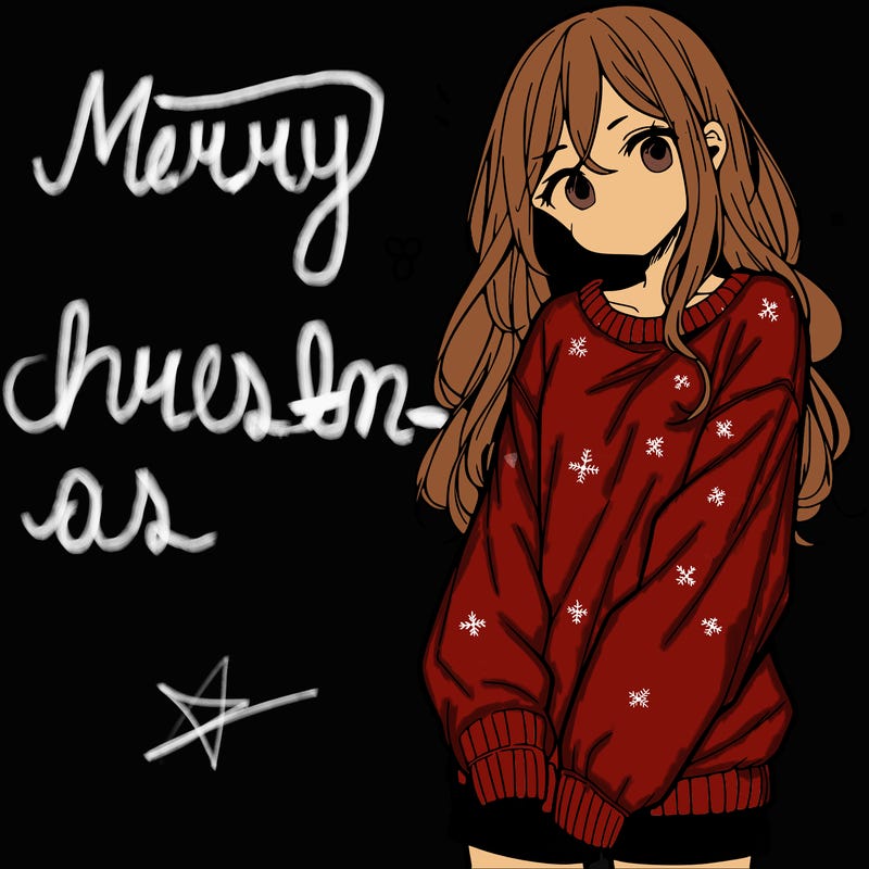 manga teen girl  in a sweater and baggy pants