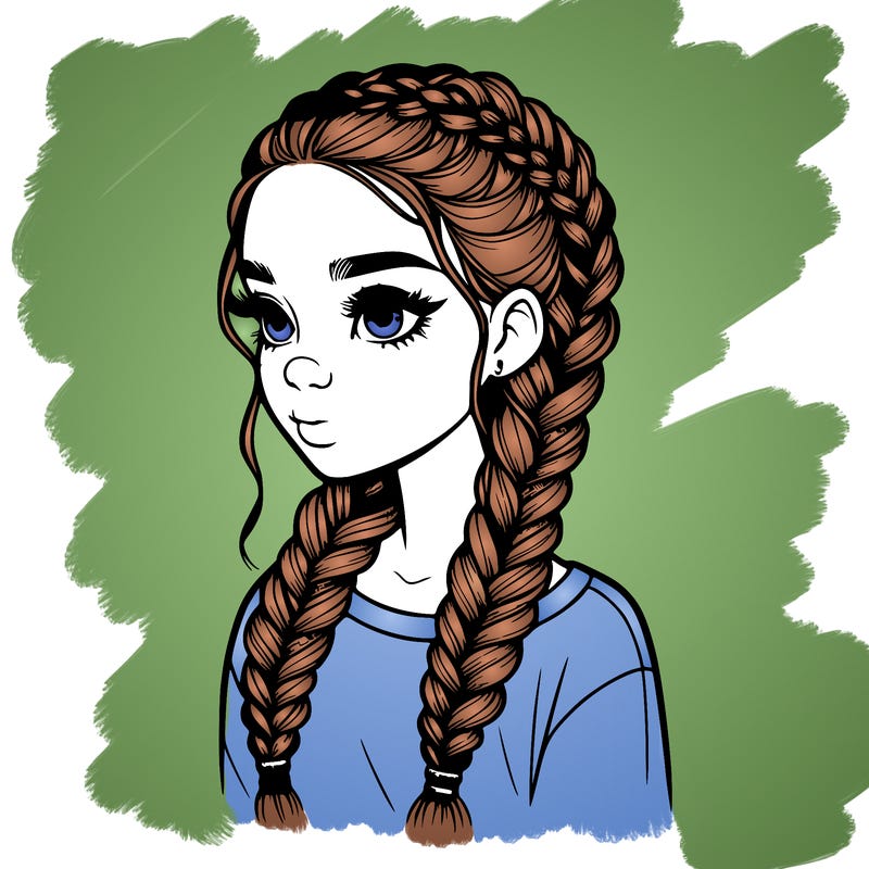 realistic girl with braids