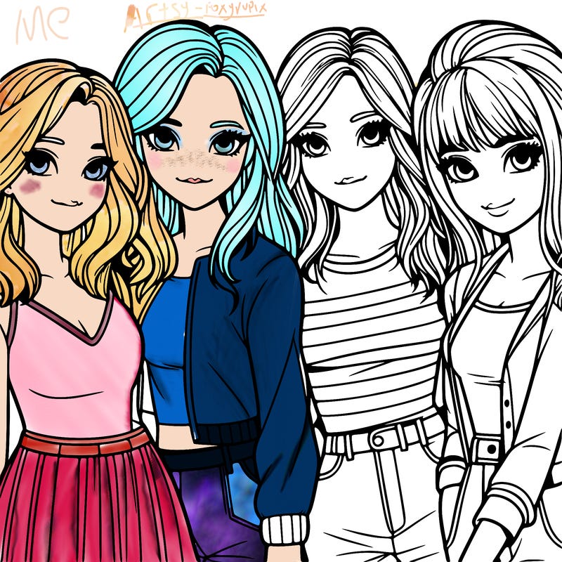 a group of girls realistic