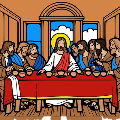 jesus shares the last supper with twelve apostles