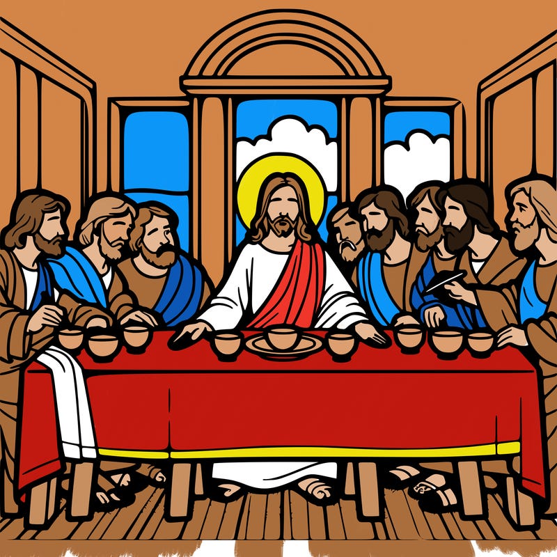 jesus shares the last supper with twelve apostles