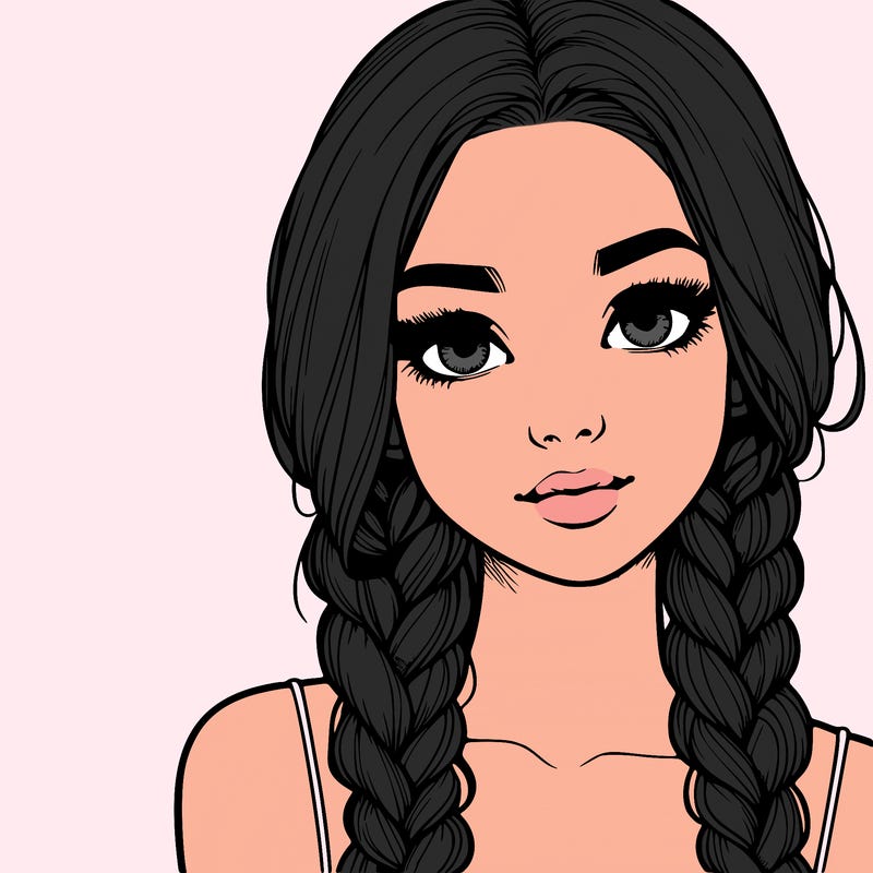 realistic girl with braids