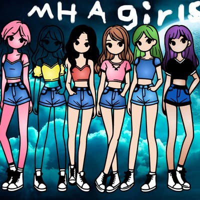 a group of girls wearing crop tops and shorts