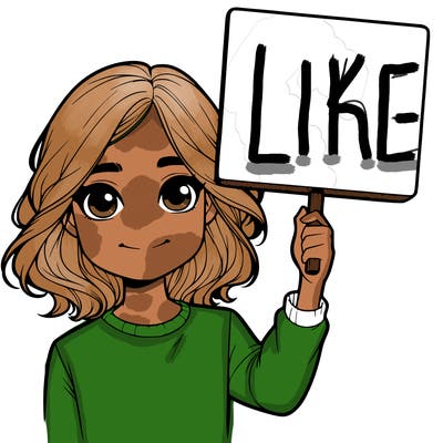 realistic girl holding up a sign